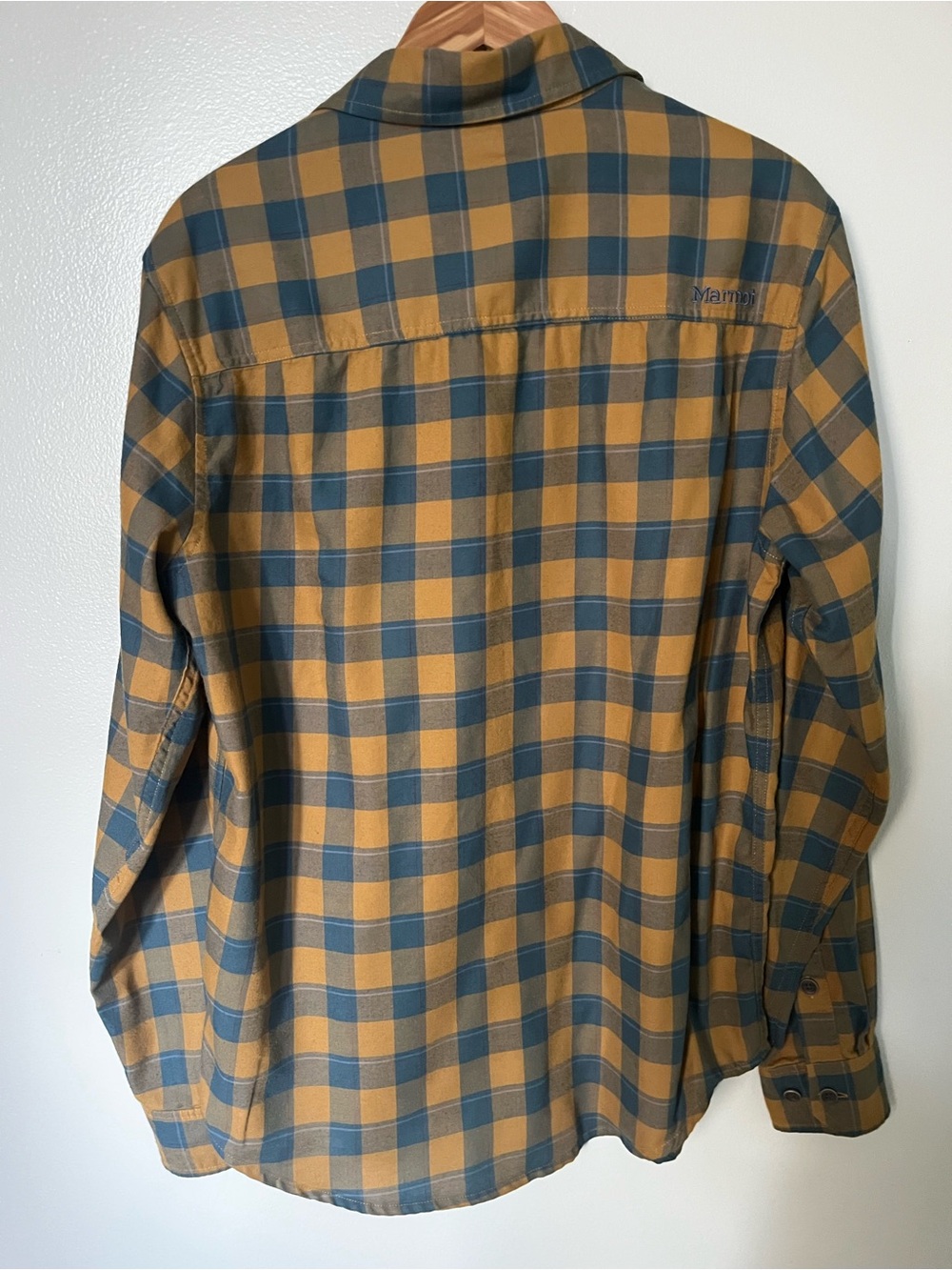 Marmot Plaid Shirt in Mustard and Teal - Picture 6 of 8